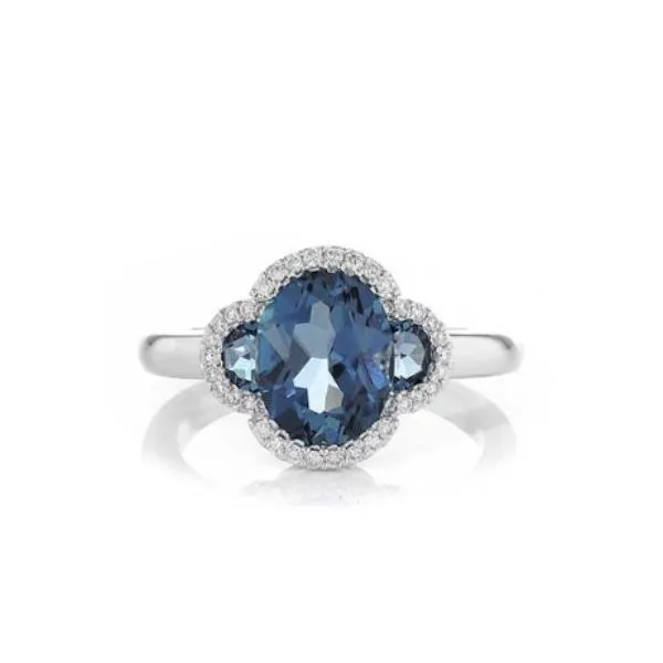 14k White Gold Ring with London Blue Topaz and Diamonds *Bluestone Collection* Bluestone Jewelry Tahoe City, CA