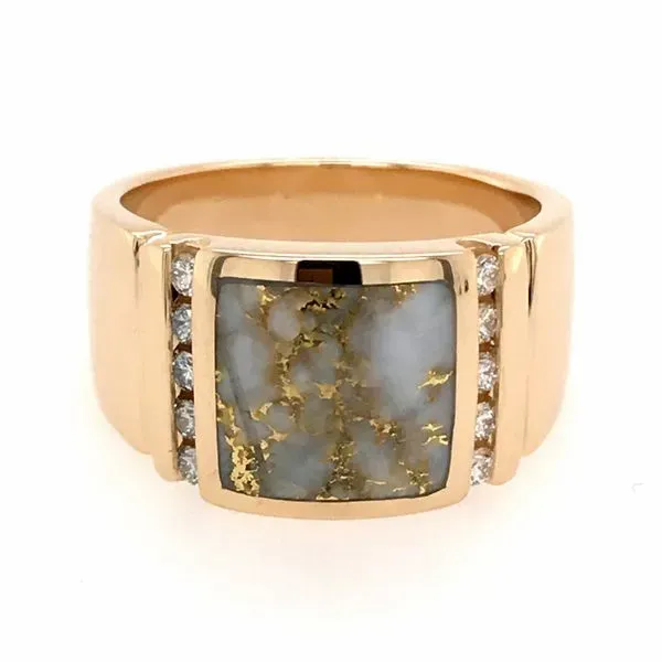 4 Karat Yellow Ring with Diamonds and Gold Quartz Image 2 Bluestone Jewelry Tahoe City, CA