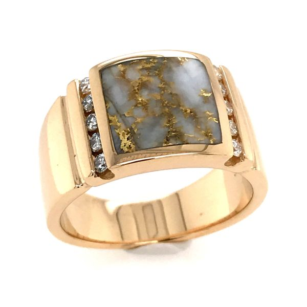 4 Karat Yellow Ring with Diamonds and Gold Quartz Bluestone Jewelry Tahoe City, CA