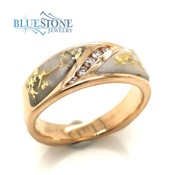 14 Karat Yellow Gold Diamond and Gold Quartz Ring Bluestone Jewelry Tahoe City, CA