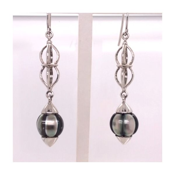Silver Earrings w/ Hand Craved Tahitian Pearls Bluestone Jewelry Tahoe City, CA