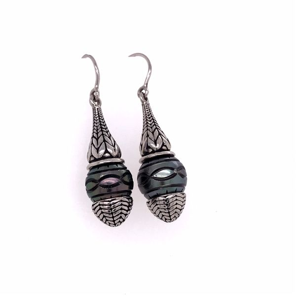 Silver Earrings w/ Hand Craved Pearls Bluestone Jewelry Tahoe City, CA