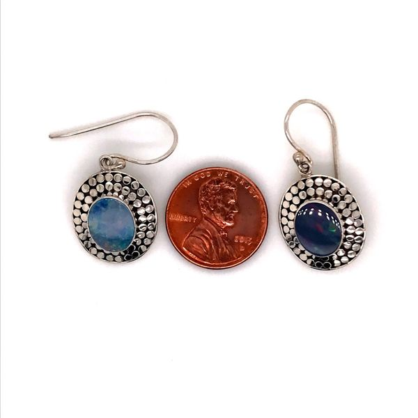 Sterling Silver Australian Opals Wire Earrings Image 2 Bluestone Jewelry Tahoe City, CA