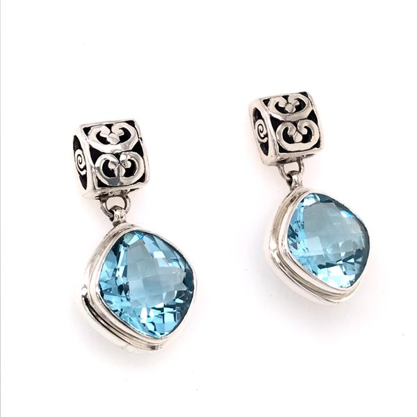 Sterling Silver Square Post Drop Earrings with Blue Topazes Bluestone Jewelry Tahoe City, CA