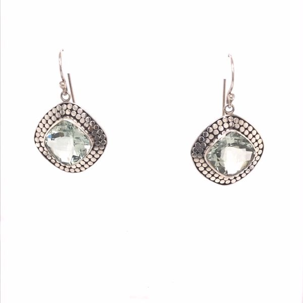 Sterling Silver Earrings with Two Square Cushion Cut Green Amethysts Bluestone Jewelry Tahoe City, CA