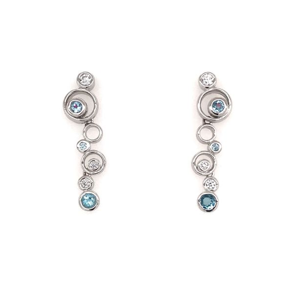 Silver w/ Rhodium Plating Earring w/ Blue Topaz &  CZ's Bluestone Jewelry Tahoe City, CA