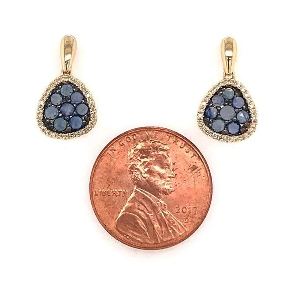 14 Karat Yellow Gold Earrings with Rose Cut Blue Sapphires and Diamonds Image 2 Bluestone Jewelry Tahoe City, CA