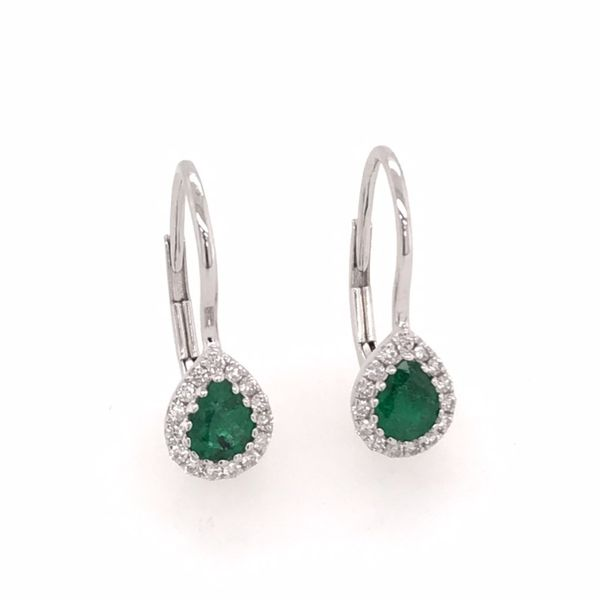 14 Karat White Gold Earrings with Emeralds and Diamonds Bluestone Jewelry Tahoe City, CA