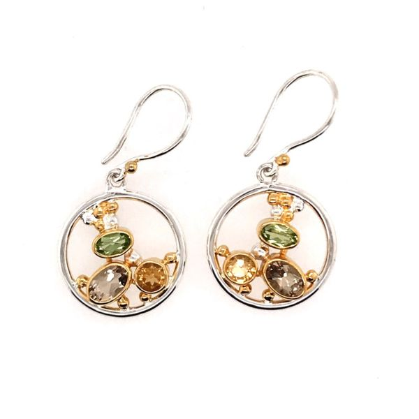 Silver & 22 Karat YG Earrings with Citrine, Peridot and Champagne Quartz Bluestone Jewelry Tahoe City, CA