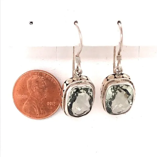 Sterling Silver Earrings w/ Rectangle Cushion Cut Green Amethyst gemstones Image 2 Bluestone Jewelry Tahoe City, CA