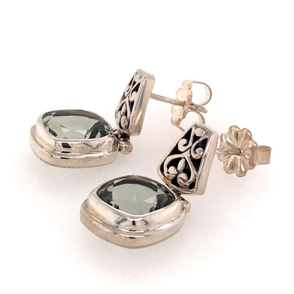 Sterling Silver Earrings w/ Green Amethyst gemstones Image 2 Bluestone Jewelry Tahoe City, CA