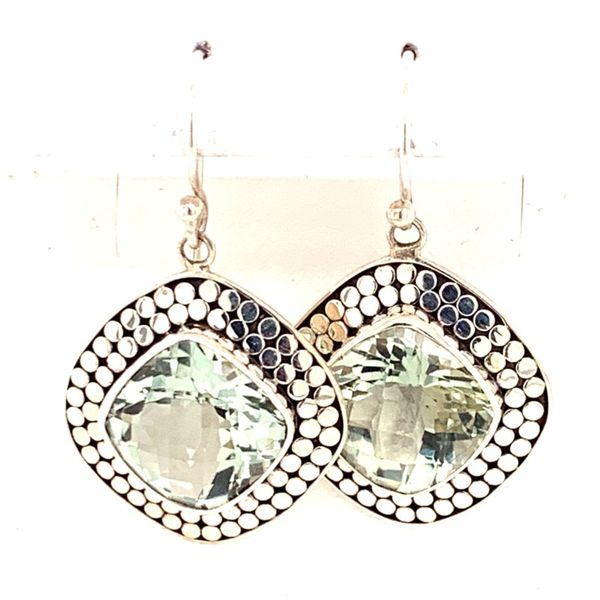 Sterling Silver Earrings w/ Cushion Cut Green Amethyst gemstones. Bluestone Jewelry Tahoe City, CA