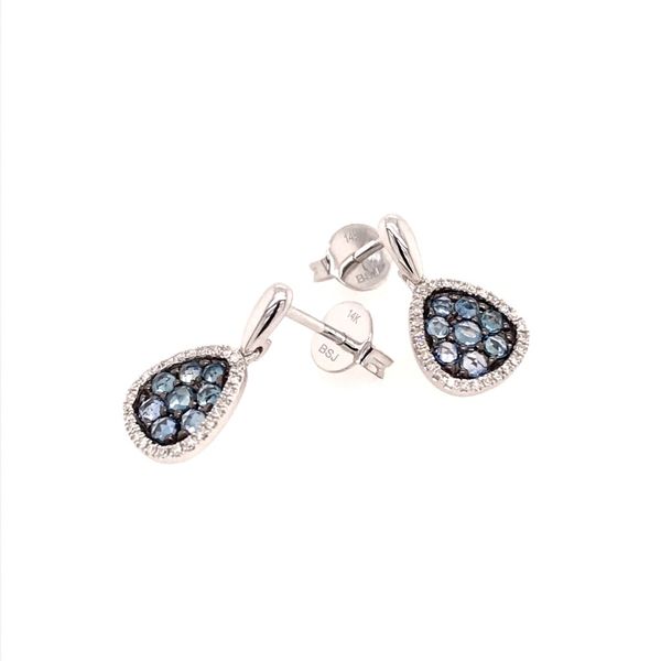 14K White Gold Light Blue Sapphire and Diamond Earrings Image 2 Bluestone Jewelry Tahoe City, CA
