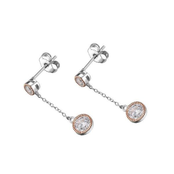 Sterling Silver & 14 Karat Rose Gold Earrings with CZs and Rubies Bluestone Jewelry Tahoe City, CA