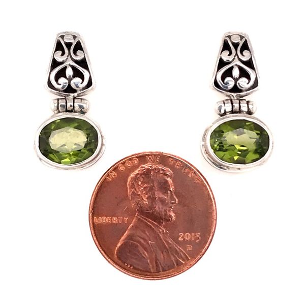 Sterling Silver Post Earrings with Two Oval Peridots Image 4 Bluestone Jewelry Tahoe City, CA