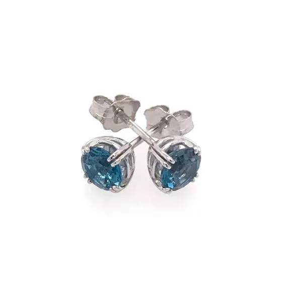 14 Karat White Gold London Blue Topaz Stud Earrings Image 2 Bluestone Jewelry Tahoe City, CA