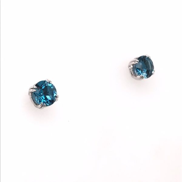 14 Karat White Gold London Blue Topaz Stud Earrings Image 3 Bluestone Jewelry Tahoe City, CA