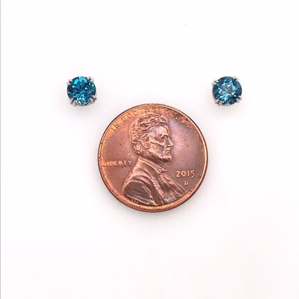 14 Karat White Gold London Blue Topaz Stud Earrings Image 4 Bluestone Jewelry Tahoe City, CA