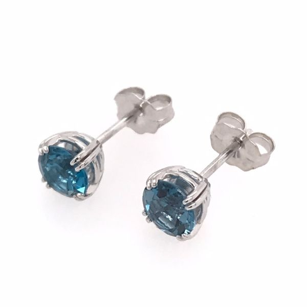 14 Karat White Gold London Blue Topaz Stud Earrings Bluestone Jewelry Tahoe City, CA