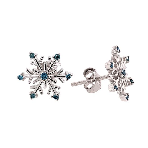 Sterling Silver Snowflake Earrings with Blue Diamonds Bluestone Jewelry Tahoe City, CA