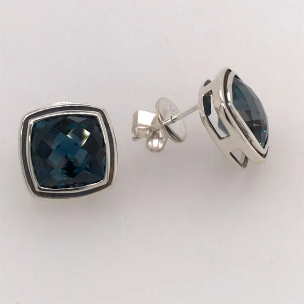 Sterling Silver London Blue Topaz Stud Earrings Image 3 Bluestone Jewelry Tahoe City, CA