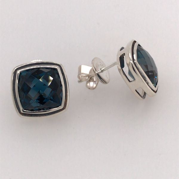 Sterling Silver London Blue Topaz Stud Earrings Image 3 Bluestone Jewelry Tahoe City, CA