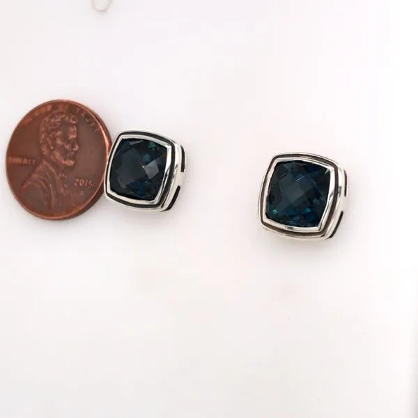 Sterling Silver London Blue Topaz Stud Earrings Image 4 Bluestone Jewelry Tahoe City, CA