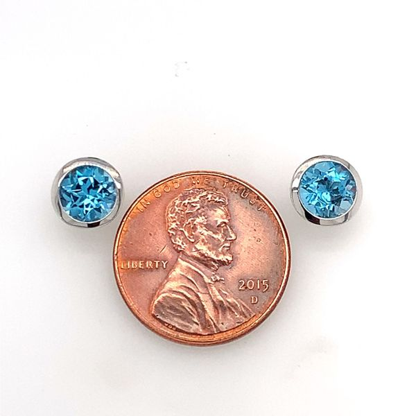 14K White Gold Stud Earrings w/ Blue Topaz Image 3 Bluestone Jewelry Tahoe City, CA