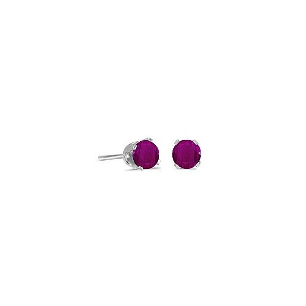 14 Karat White Gold Stud Earrings with Round 5mm Ruby Bluestone Jewelry Tahoe City, CA