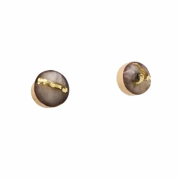 14K Yellow Gold Stud Earrings with Gold Quartz  (4mm round) Bluestone Jewelry Tahoe City, CA