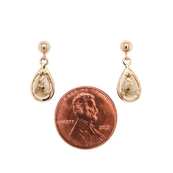14K Yellow Gold Post Drop Earrings with Gold Quartz (7x5mm pear) Image 3 Bluestone Jewelry Tahoe City, CA