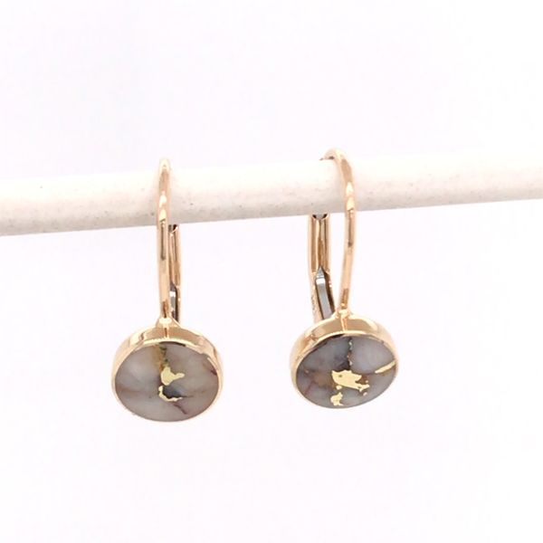 14K Yellow Gold Lever Back Earrings with Gold Quartz (6mm round) Bluestone Jewelry Tahoe City, CA
