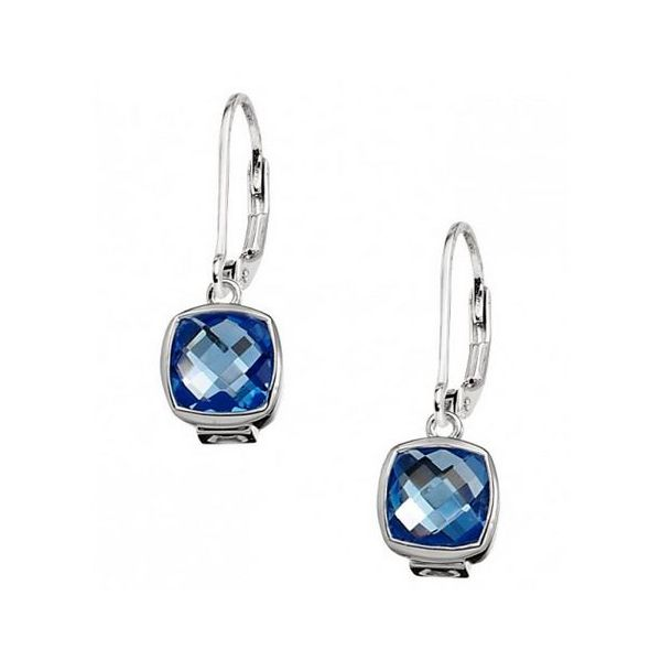 Silver and Rhodium Plated Earrings with Blue Quartz Bluestone Jewelry Tahoe City, CA