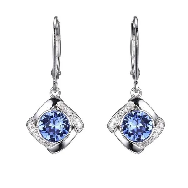 September Birhstone Silver Earrings with Sapphire Color Swarovski Crystal and CZs Bluestone Jewelry Tahoe City, CA