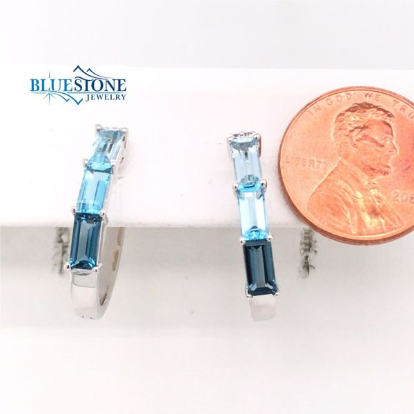 14K White Gold Earrings with Blue Topaz Gemstones & Diamonds Image 3 Bluestone Jewelry Tahoe City, CA