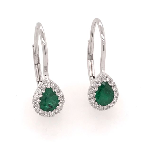14 Karat White Gold Earrings with Emeralds and Diamonds Bluestone Jewelry Tahoe City, CA