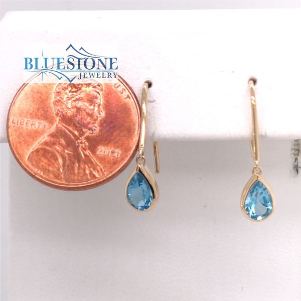 14K Yellow Gold Swiss Blue Topaz Gemstones 6x4mm Earrings Image 2 Bluestone Jewelry Tahoe City, CA