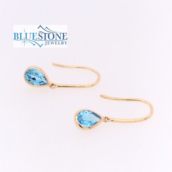 14K Yellow Gold Swiss Blue Topaz Gemstones 6x4mm Earrings Image 3 Bluestone Jewelry Tahoe City, CA