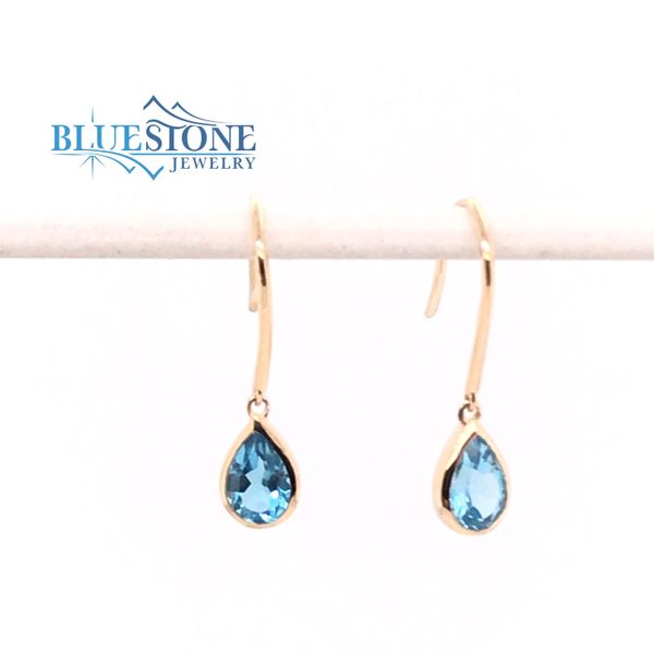 14K Yellow Gold Swiss Blue Topaz Gemstones 6x4mm Earrings Bluestone Jewelry Tahoe City, CA