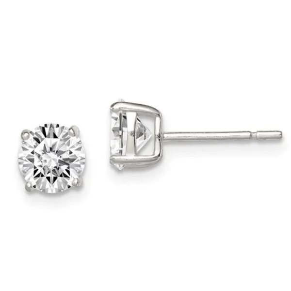 Sterling Silver Stud Earrings with 6mm Round CZ's Bluestone Jewelry Tahoe City, CA