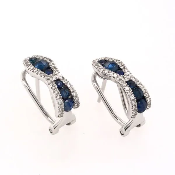 14 Karat White Gold Earrings with Rose Cut Sapphire and Diamonds Image 2 Bluestone Jewelry Tahoe City, CA