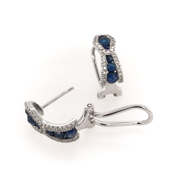 14 Karat White Gold Earrings with Rose Cut Sapphire and Diamonds Image 3 Bluestone Jewelry Tahoe City, CA