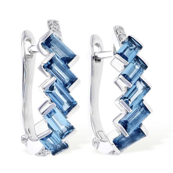 14kt White Gold Earrings with Blue Topazes and Diamonds Bluestone Jewelry Tahoe City, CA