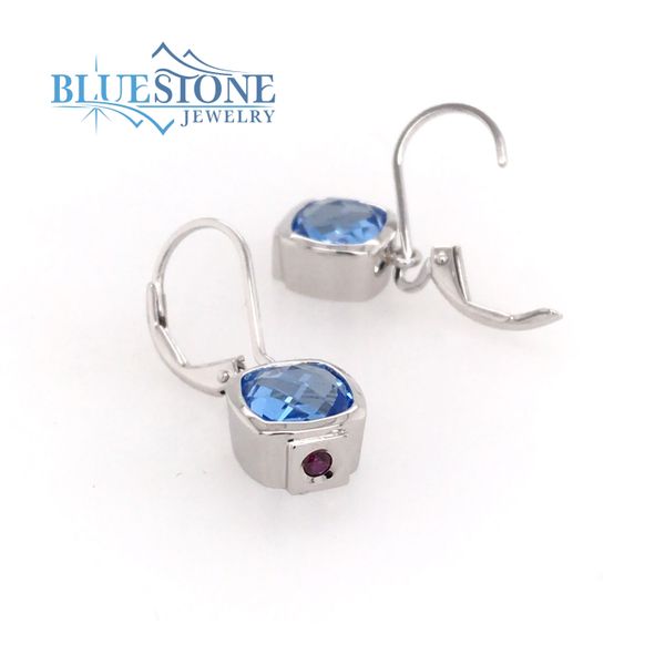 Silver and Rhodium Plated Earrings with Blue Quartz Image 2 Bluestone Jewelry Tahoe City, CA