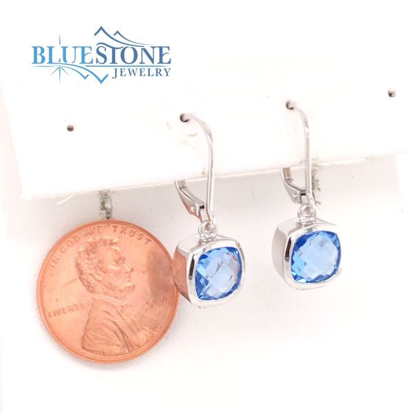 Silver and Rhodium Plated Earrings with Blue Quartz Image 3 Bluestone Jewelry Tahoe City, CA
