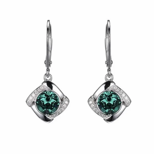 May Birhstone Silver Earrings with Emerald Color Swarovski Crystal and CZs Bluestone Jewelry Tahoe City, CA