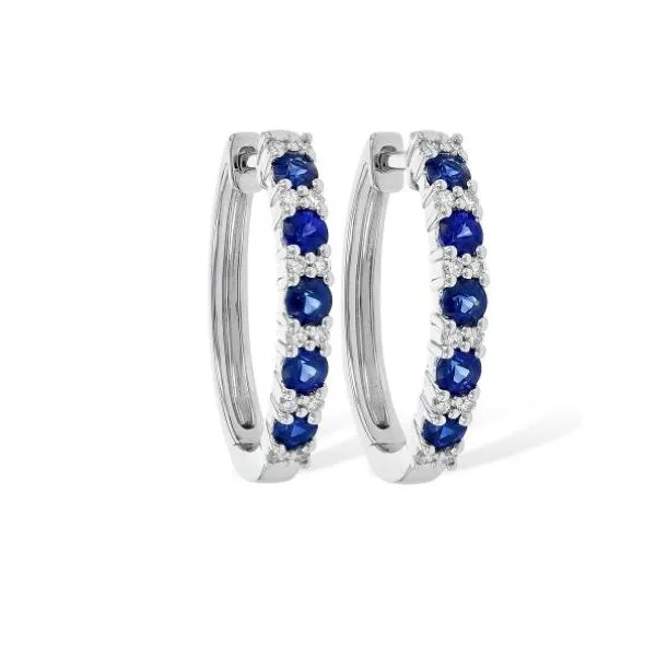 14k White Gold Earring with Blue Sapphires & Diamonds Bluestone Jewelry Tahoe City, CA