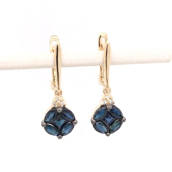 14K Yellow Gold Earrings w/ Sapphires & Diamonds Bluestone Jewelry Tahoe City, CA