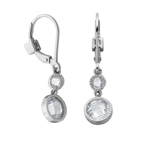 Sterling Silver with Rhodium Plated Earrings with Four Round CZs Bluestone Jewelry Tahoe City, CA