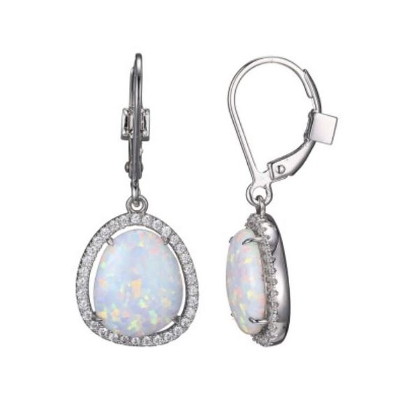 Silver and Rhodium Plated Earrings with Created Opal, CZ's & Created Rubies Bluestone Jewelry Tahoe City, CA